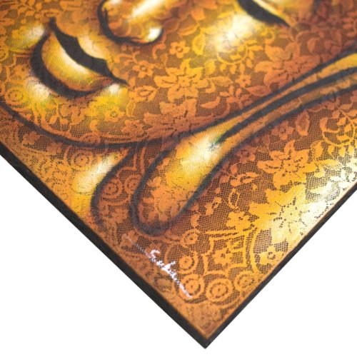 Buddha festmény - arany, brokát hatás - 60x80 cm