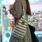 Pamutvászon crossbody táska - fekete-fehér