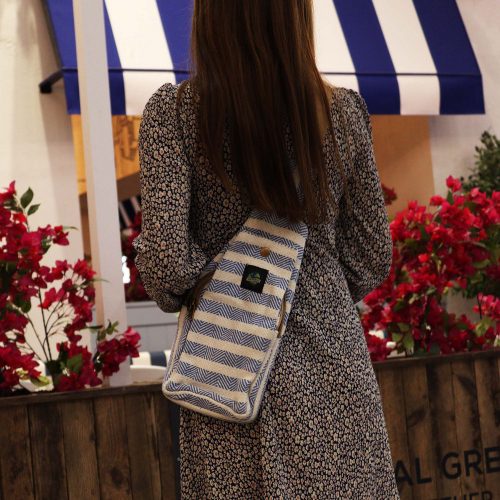 Pamutvászon crossbody táska - kék-fehér