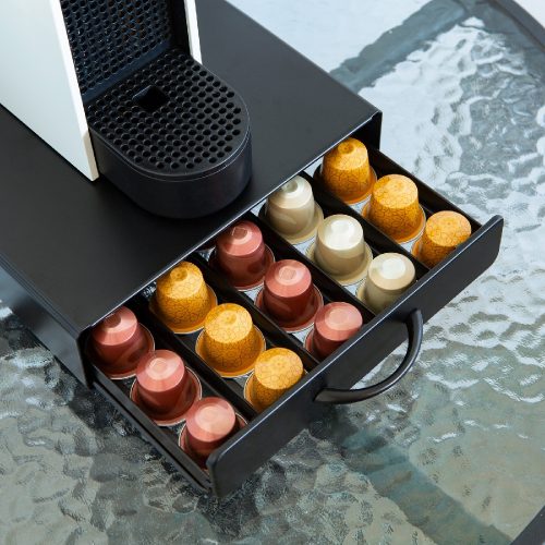Fém kávékapszula tartó 50 db Nespresso kapszulához - matt fekete - BEWELLO