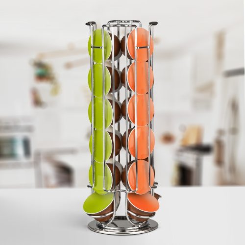 Fém kávékapszula tartó 24 db Dolce Gusto kapszulához - króm - BEWELLO