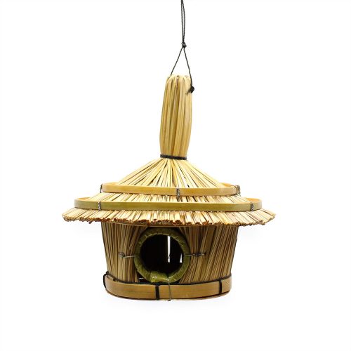 Madárházikó - kerek, 17 cm - tengerifű, bambusz