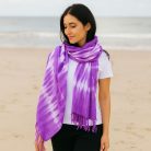 Indonéz kézműves boho JAVA ART stóla 60x200 cm - levendula - Nomad Sari