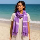 Indonéz kézműves boho JAVA ART stóla 60x200 cm - levendula - Nomad Sari