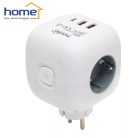 Kocka elosztó - 3 földelt + 3 USB aljzat - CUBE1 -  HOME