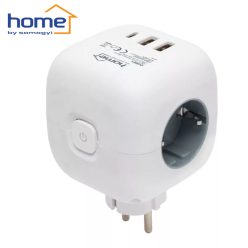 Kocka elosztó - 3 földelt + 3 USB aljzat - CUBE1 -  HOME