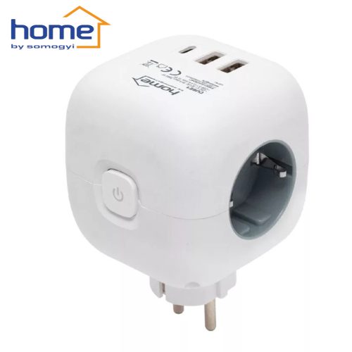 Kocka elosztó - 3 földelt + 3 USB aljzat - CUBE1 -  HOME