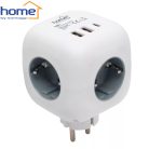 Kocka elosztó - 3 földelt + 3 USB aljzat - CUBE1 -  HOME