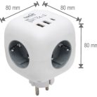 Kocka elosztó - 3 földelt + 3 USB aljzat - CUBE1 -  HOME