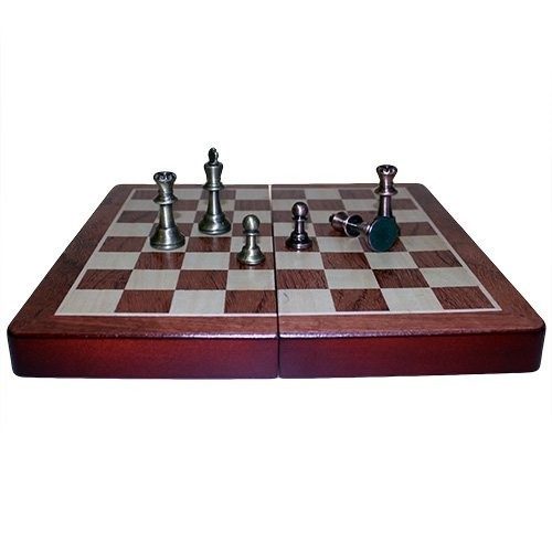 Sakk-készlet ZOOCEN - 30x30 cm-es tábla, fém figurákkal