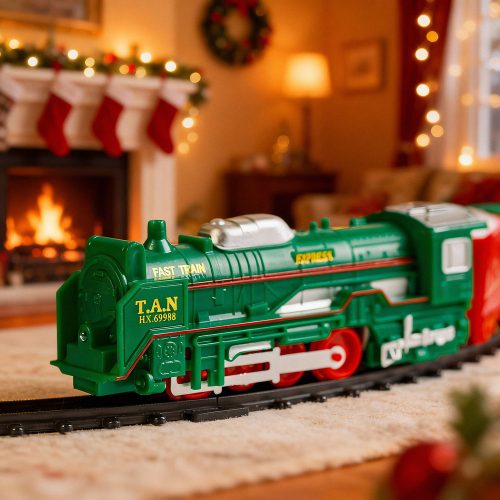 Karácsonyi kisvasút - zenél, világít - elemes - 19 db-os szett