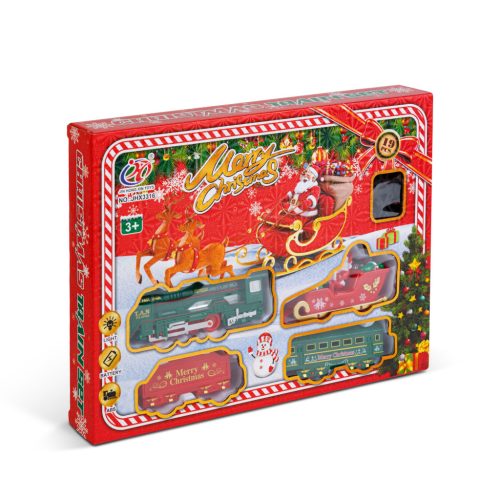 Karácsonyi kisvasút - zenél, világít - elemes - 19 db-os szett