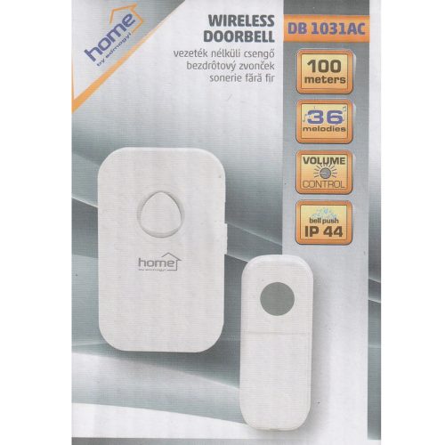 Digitális vezeték nélküli csengő - 230V 100 m 36 dallam - fehér - HOME