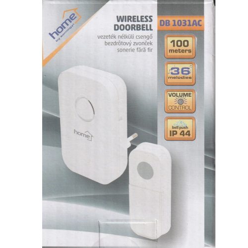 Digitális vezeték nélküli csengő - 230V 100 m 36 dallam - fehér - HOME
