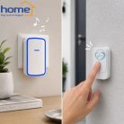 Digitális elem- és vezeték nélküli csengő fényjelzéssel - 100 m 38 dallam - fehér - HOME