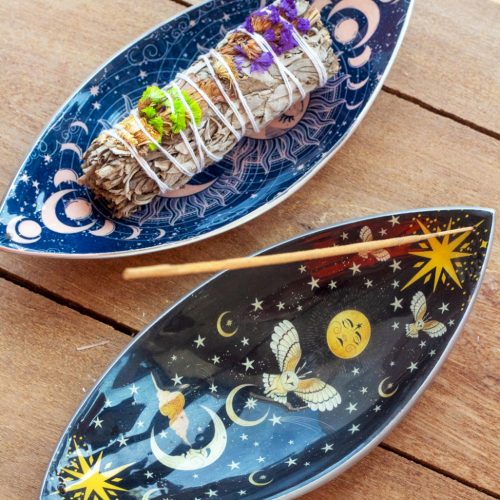 Füstölőtartó, zománcozott, polírozott alumínium - Bagoly