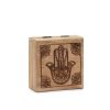 Kézműves indiai mangófa doboz - 10x10x4,2 cm - HAMSA