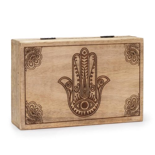 Kézműves indiai mangófa doboz - 21x14x6 cm - HAMSA