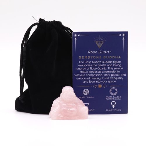 Rózsakvarc ásvány BUDDHA szobrocska - 3,5x4x2,3 cm