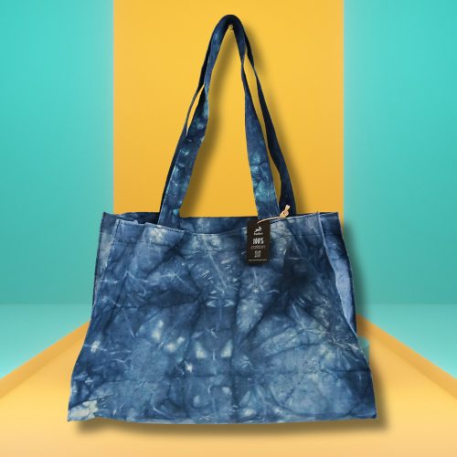 Indiai kézműves pamutvászon táska - 32x24 cm - Deep Sea Blue - HOP HARE 