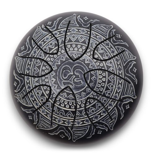 Nyelves dob 16 cm - fekete vésett Om - Mandala