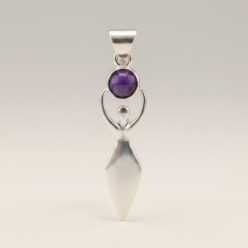   Indiai ezüstözött medál - Ametiszt - Goddess - Ancient Wisdom