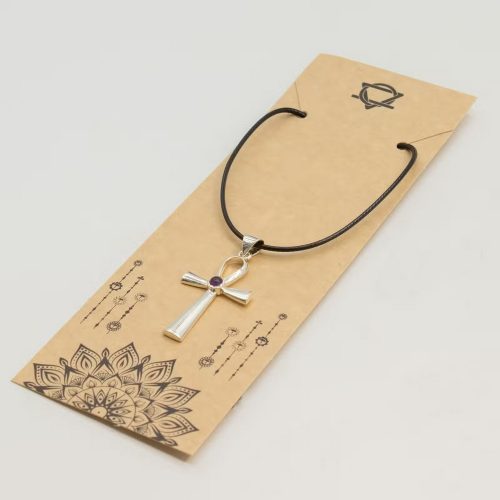 Indiai ezüstözött medál - Ankh kereszt - Ancient Wisdom