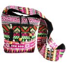 Etno Jacquard pamut válltáska - 22x10x20 cm - PINK
