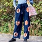 Japán Stílusú Nadrág - L - Kék, Narancs - Nomad Sari