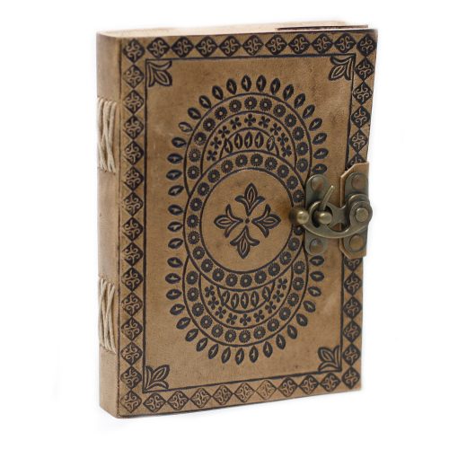 Bőrkötésű kézműves notesz - Mandala 18x13x3 cm