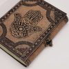 Bőrkötésű kézműves notesz - Hamsa - 17,5x12,5x3 cm
