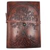 Bőrkötésű kézműves notesz - ÉLETFA díszkővel - 18x13 cm - 160 vonalas oldal