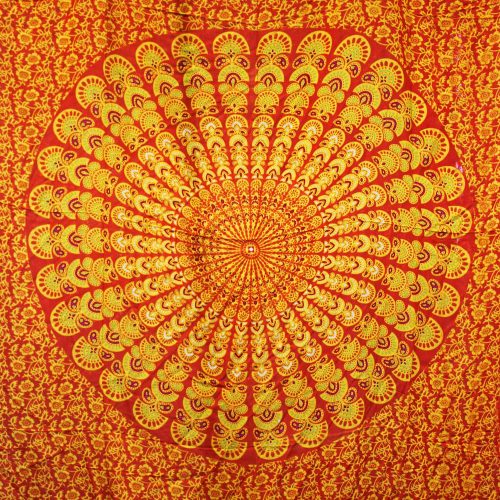 Bali Mandala szarong 140x100 cm - Lime Orange