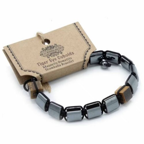 Mágneses Hematit Shamballa Karkötő tigrisszem kockákkal - Ancient Wisdom