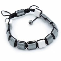   Mágneses Hematit Shamballa Karkötő fehér jáspis kockákkal - Ancient Wisdom