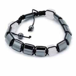   Mágneses Hematit Shamballa Karkötő rózsakvarc kockákkal - Ancient Wisdom