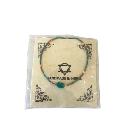 Nepáli kézműves ásvány nyaklánc - Türkiz