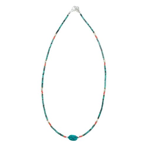 Nepáli kézműves ásvány nyaklánc - Türkiz