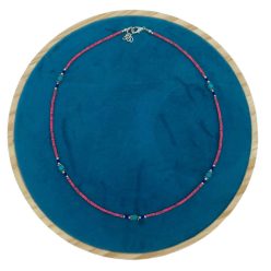   Nepáli kézműves ásvány nyaklánc - Rózsaszín Korál - Türkiz Gyöngyök