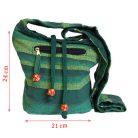 Nepáli etno válltáska - pamut - 24x21x9 cm - Forest Green