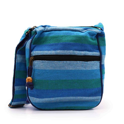 Nepáli etno crossbody válltáska - pamut, állítható vállpántos - 25x26x7 cm
