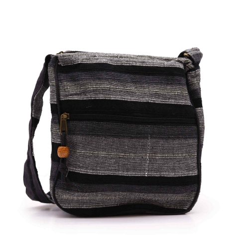 Nepáli etno crossbody válltáska - pamut, állítható vállpántos - 25x26x7 cm