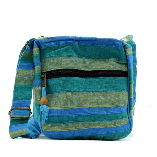 Nepáli etno crossbody válltáska - pamut, állítható vállpántos - 25x26x7 cm