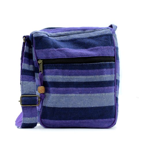 Nepáli etno crossbody válltáska - pamut, állítható vállpántos - 25x26x7 cm