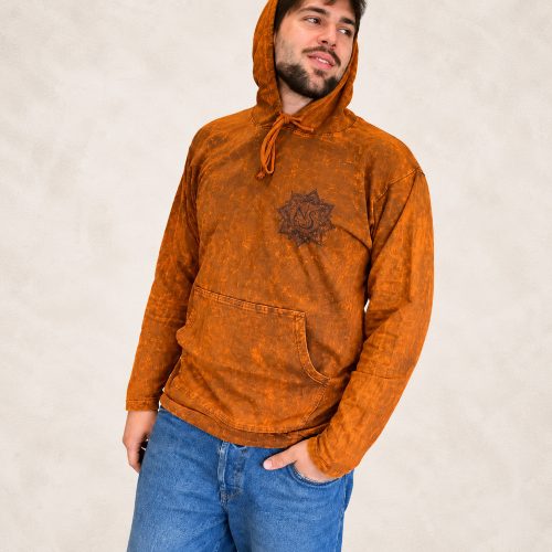 Burnt Orange kőmosott kapucnis felső - S - Nomad Sari