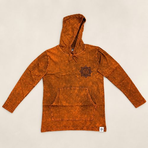 Burnt Orange kőmosott kapucnis felső - L - Nomad Sari