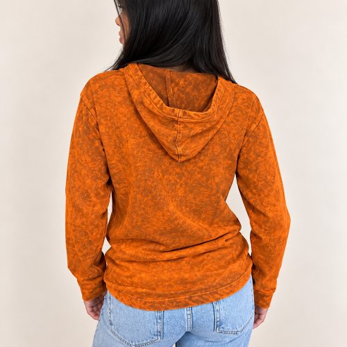 Burnt Orange kőmosott kapucnis felső - L - Nomad Sari