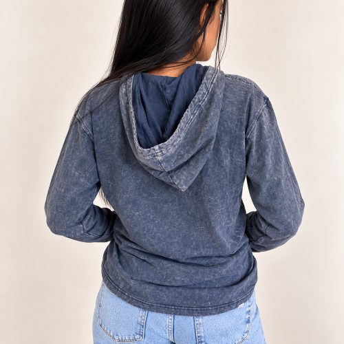 Dusty Lavender kőmosott kapucnis felső - M - Nomad Sari
