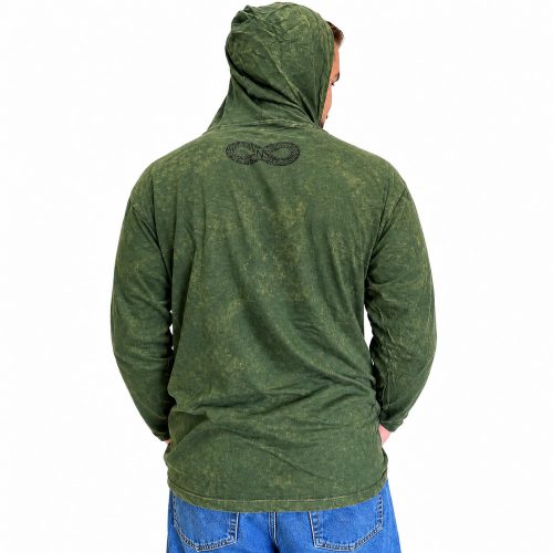 Vintage Teal kőmosott kapucnis felső - M - Nomad Sari