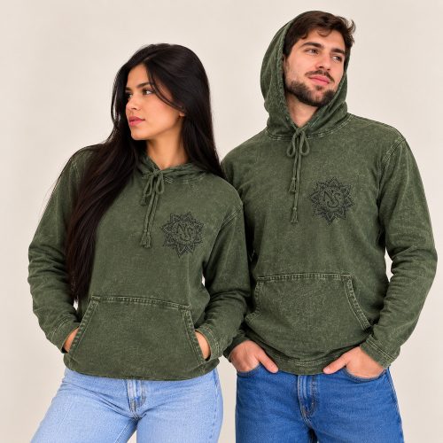 Vintage Teal kőmosott kapucnis felső - L - Nomad Sari